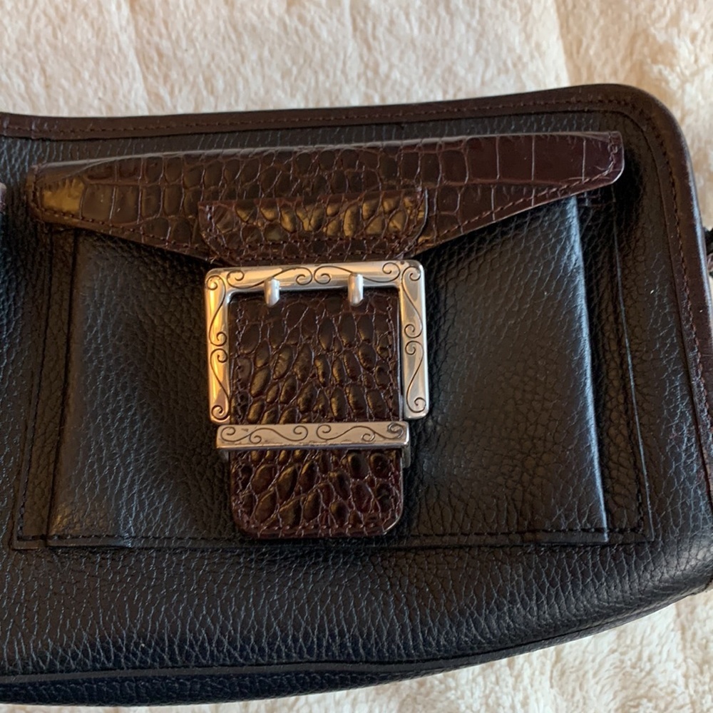 Brighton Black and Brown Leather Rectangle Bag - Picture 3 of 12